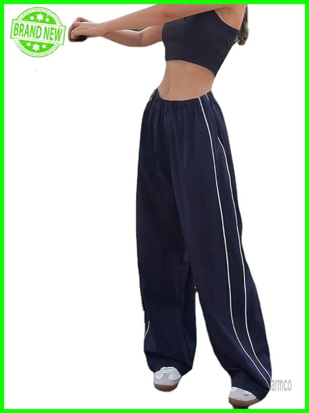 Baggy Y2K Parachute Pants with Drawstring Hem